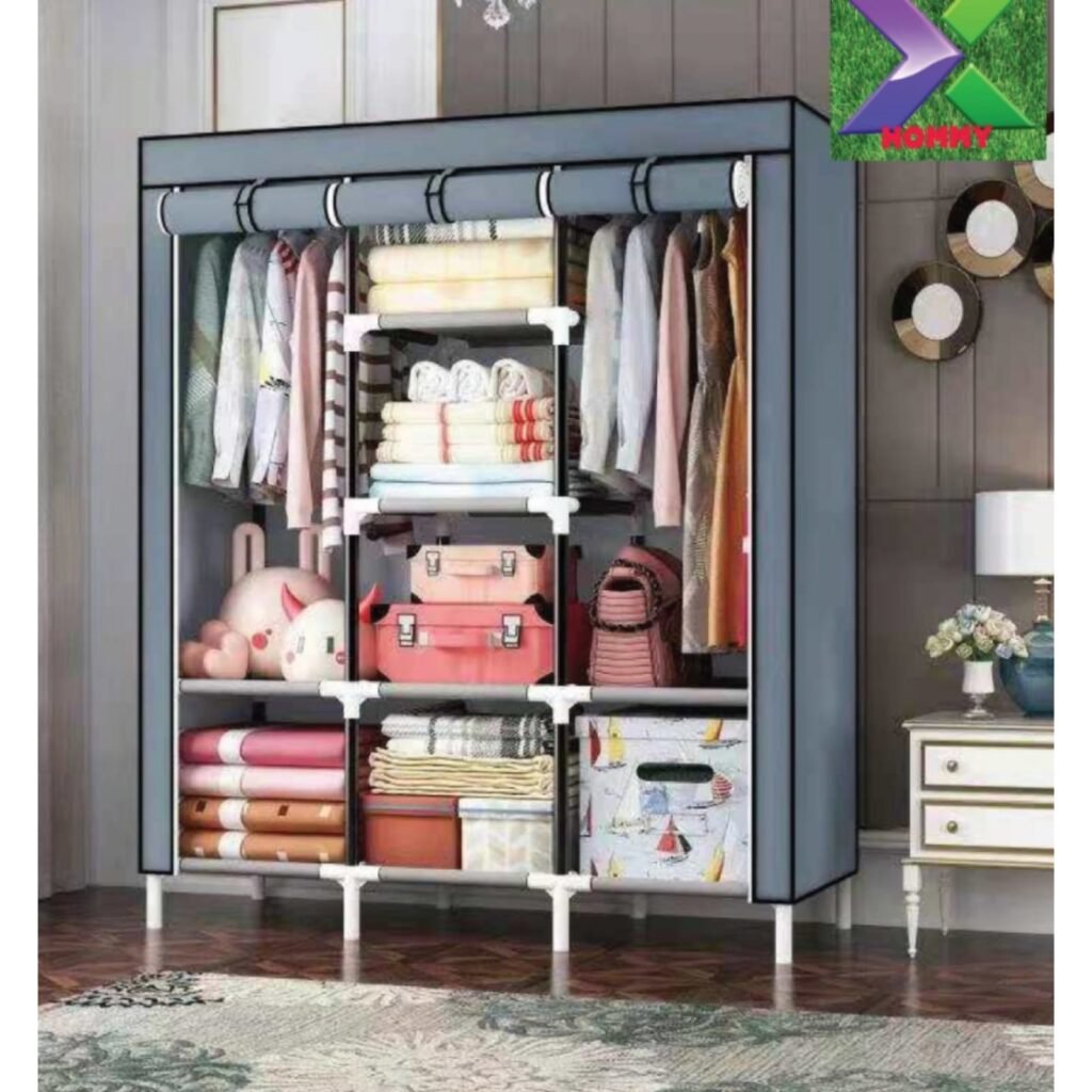 3-column portable wooden wardrobe